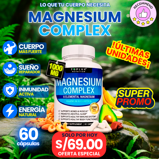60 Capsulas de Complejo de Magnesio - Potencia tu Rendimiento Físico y Mental - Suplemento Premium