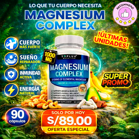 90 Capsulas de Complejo de Magnesio - Potencia tu Rendimiento Físico y Mental - Suplemento Premium