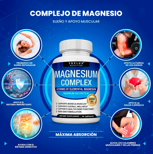 90 Capsulas de Complejo de Magnesio - Potencia tu Rendimiento Físico y Mental - Suplemento Premium