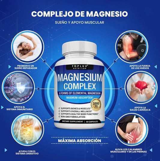60 Capsulas de Complejo de Magnesio - Potencia tu Rendimiento Físico y Mental - Suplemento Premium